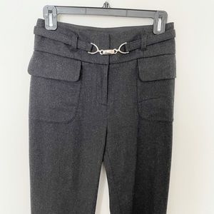 Magaschoni Collection Wool Straight Leg Belted Pants 0